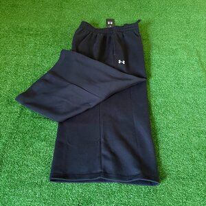 Under Armour Elastic Waist Rival Fleece Crop Wide Leg Black Sweatpant Size L NEW